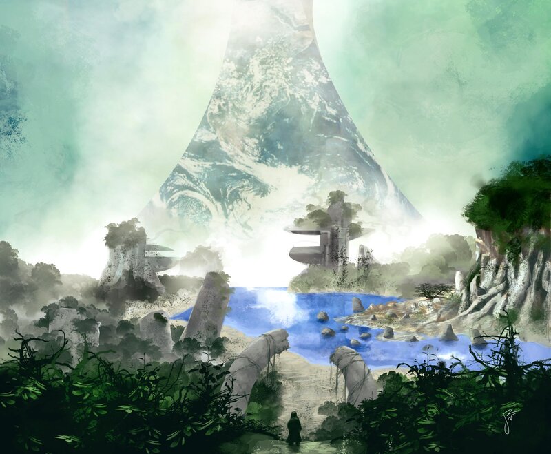 Figure in Alien Landscape — Green