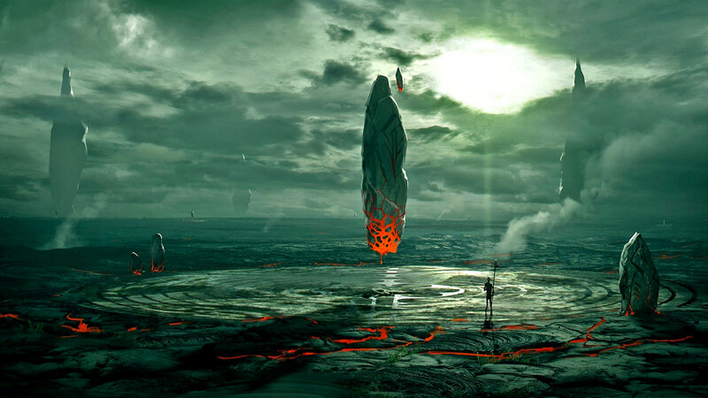 Figure in Alien Landscape