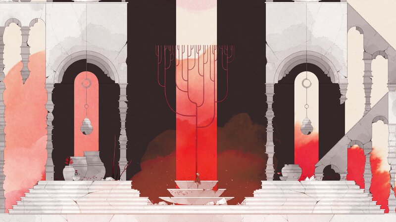 Figure in Ancient Ruins — Red