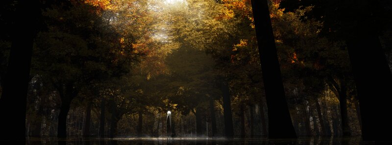 Figure in Autumn Forest — Brown
