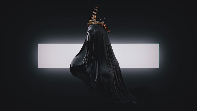 Figure in Black Cloak — Dramatic, 3d Render