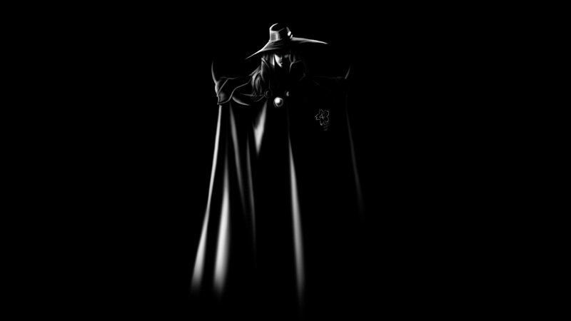 Figure in Black Cloak — Dramatic, Night