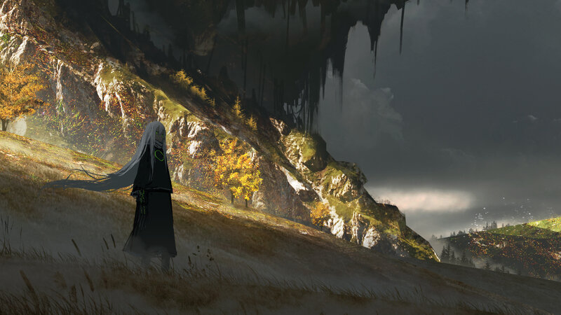 Figure in Black Cloak — Gray, Dramatic