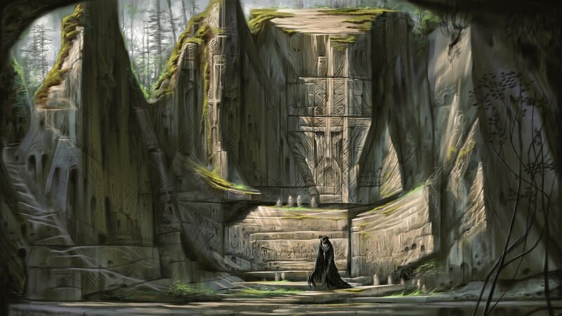 Figure in Black Cloak — Gray, Mysterious, Morning