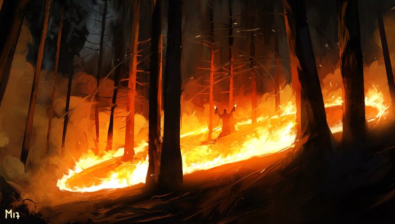 Figure in Burning Forest