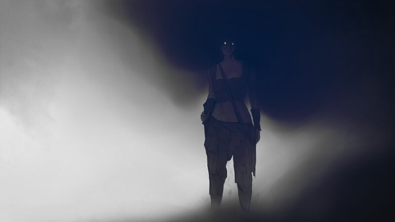 Figure in Dark Fog — Black, Night