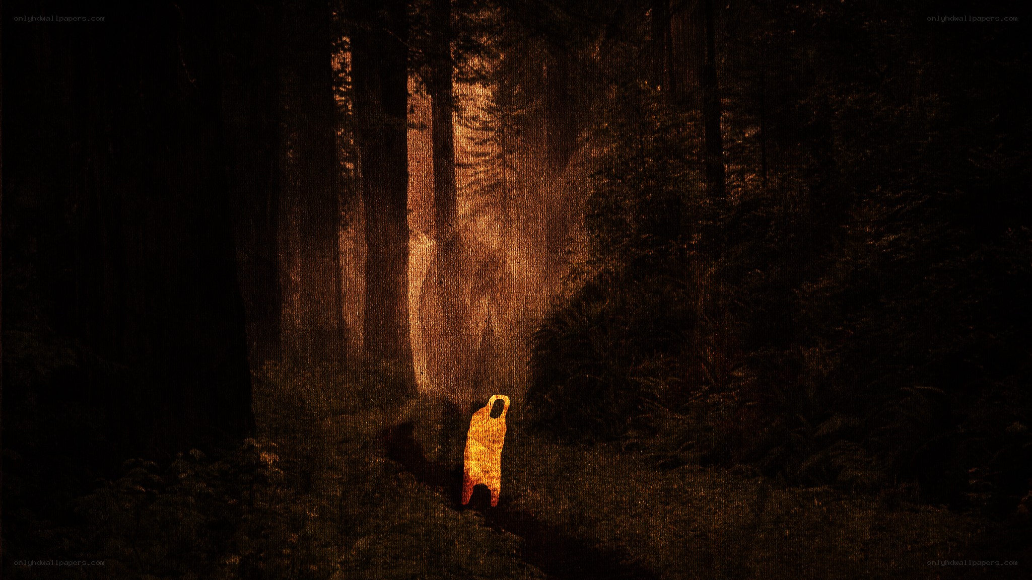 figure in dark forest