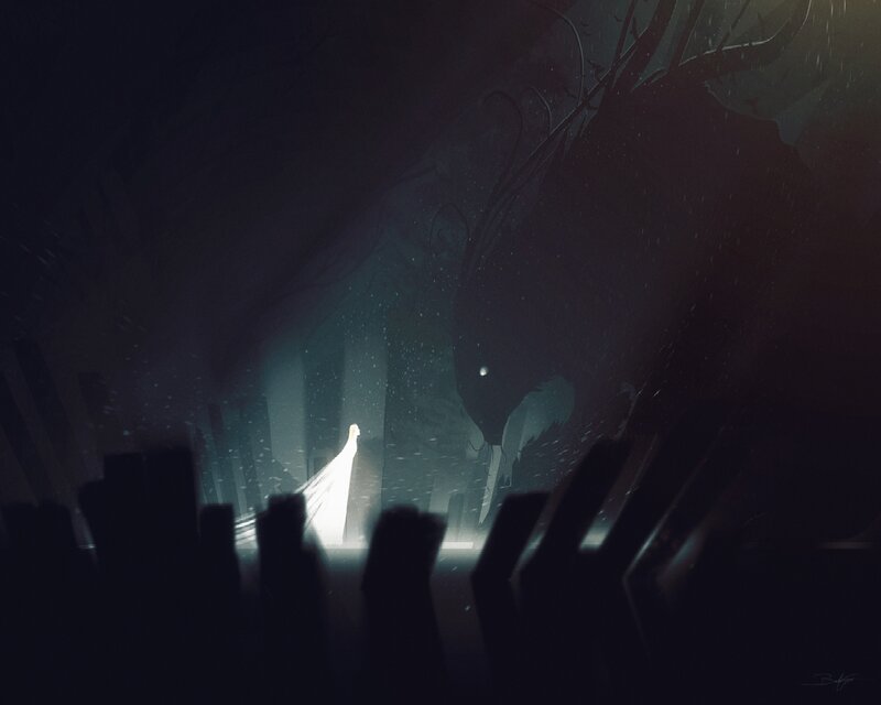 Figure in Dark Forest — Black