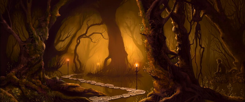 Figure in Dark Forest — Brown