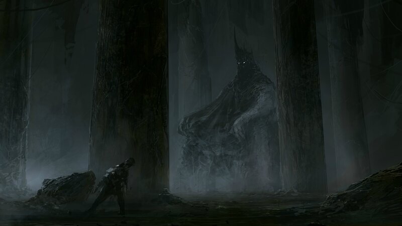 Figure in Dark Forest — Gray
