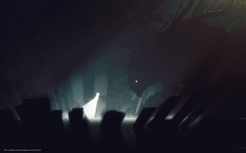 figure in dark forest