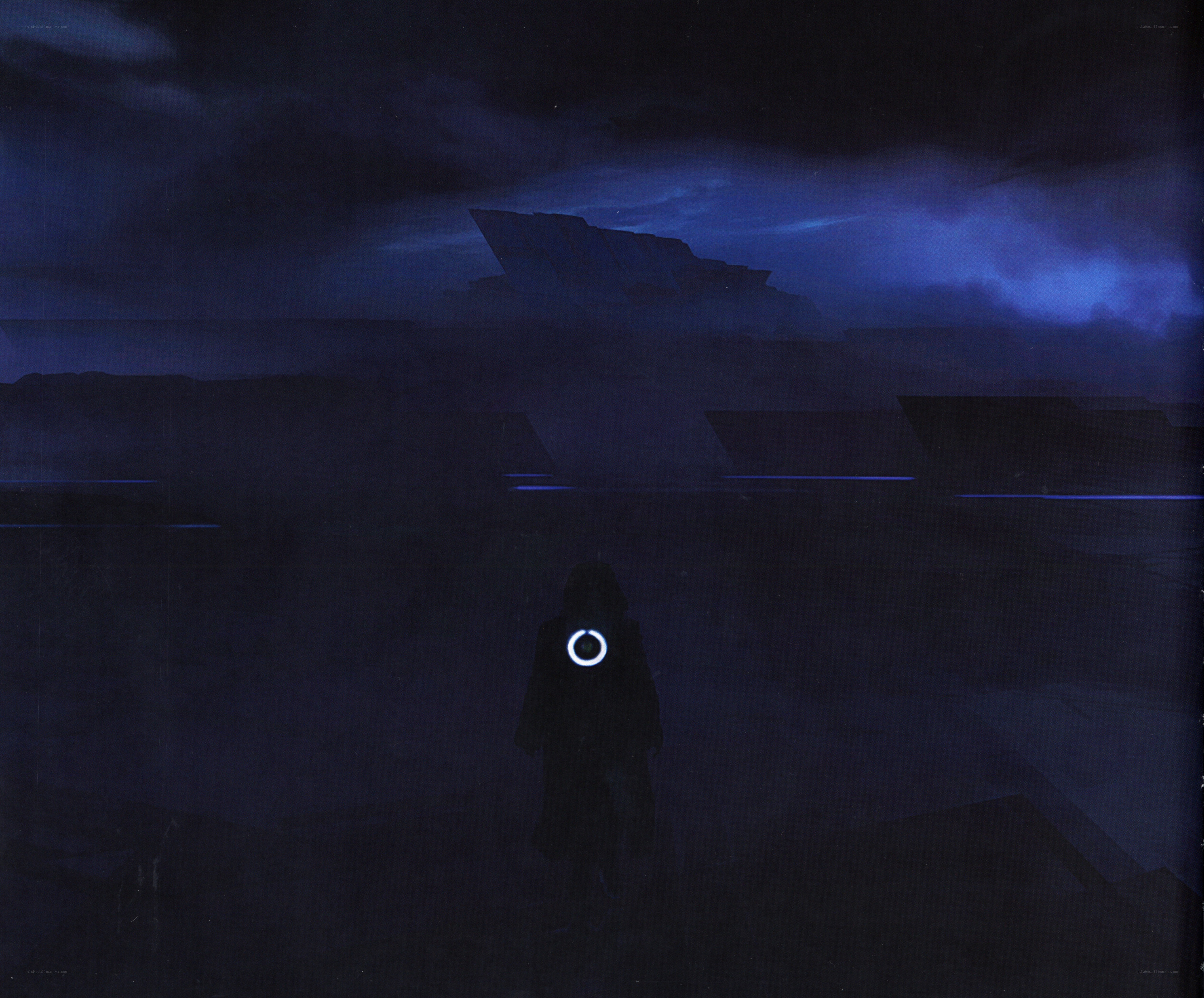 figure in dark landscape