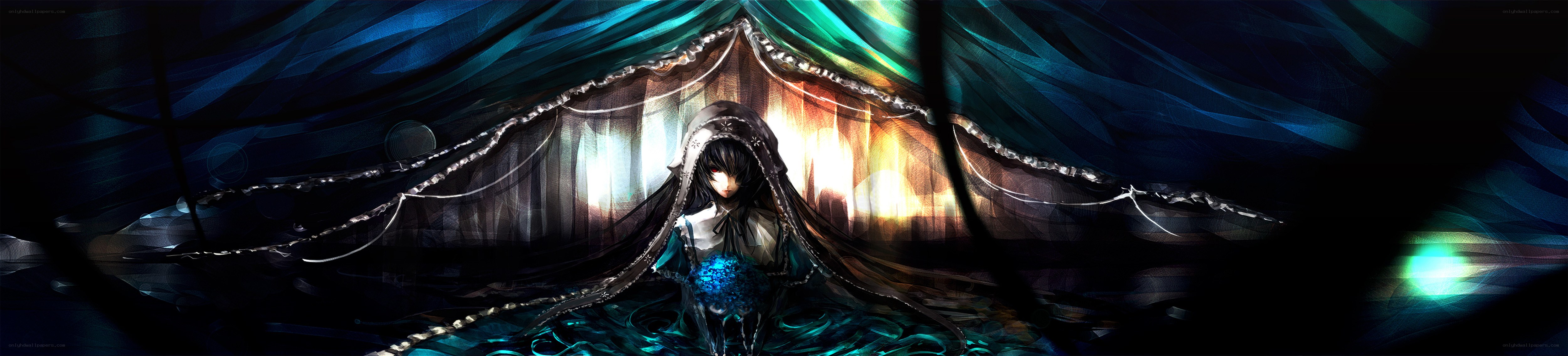 figure in dark tent with glowing orb