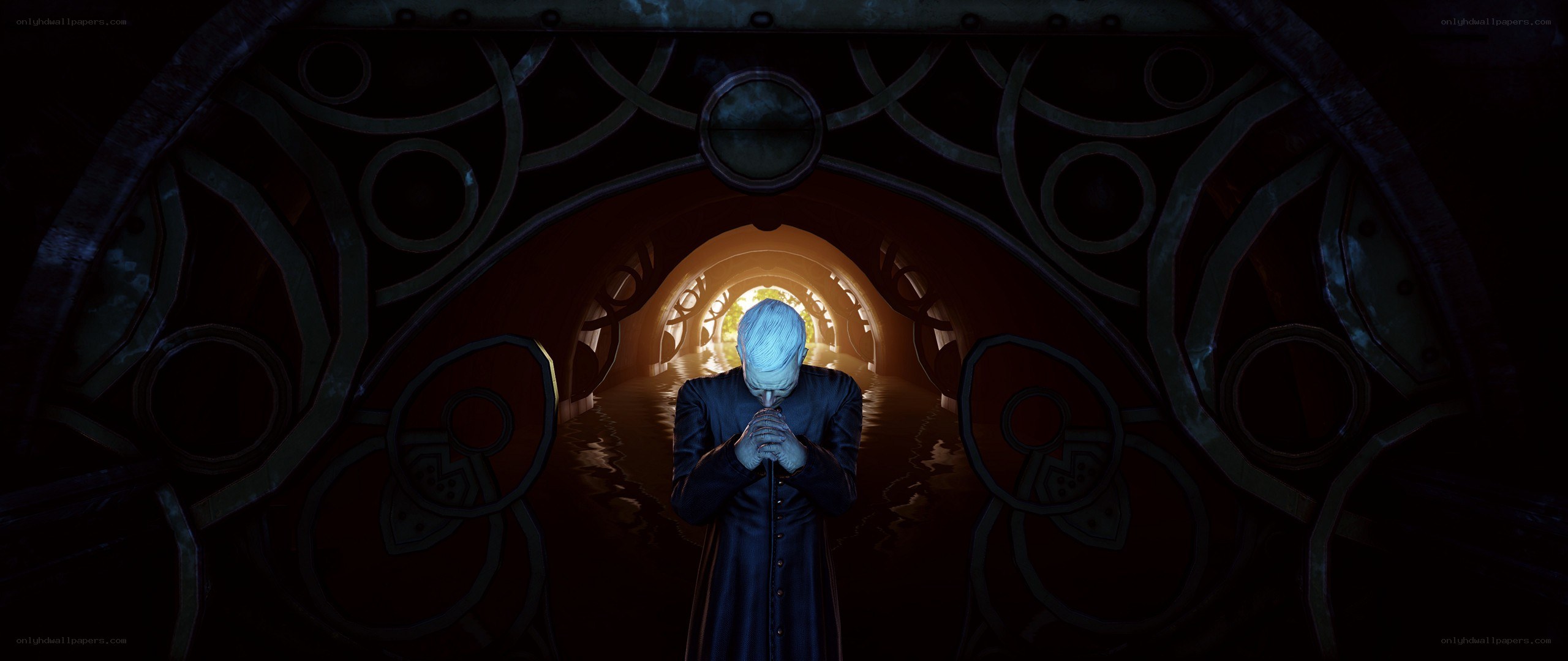 figure in dark tunnel