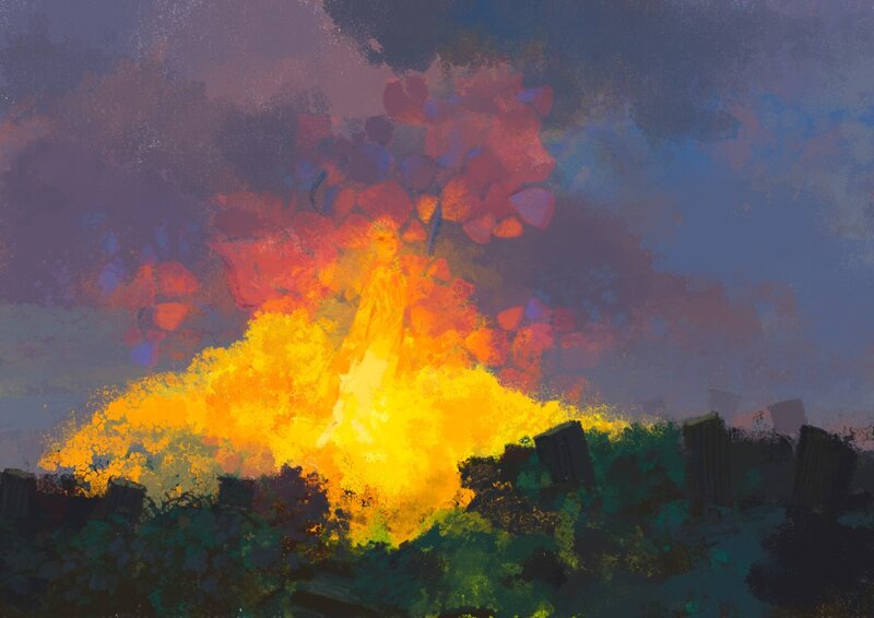 Figure in Fiery Explosion