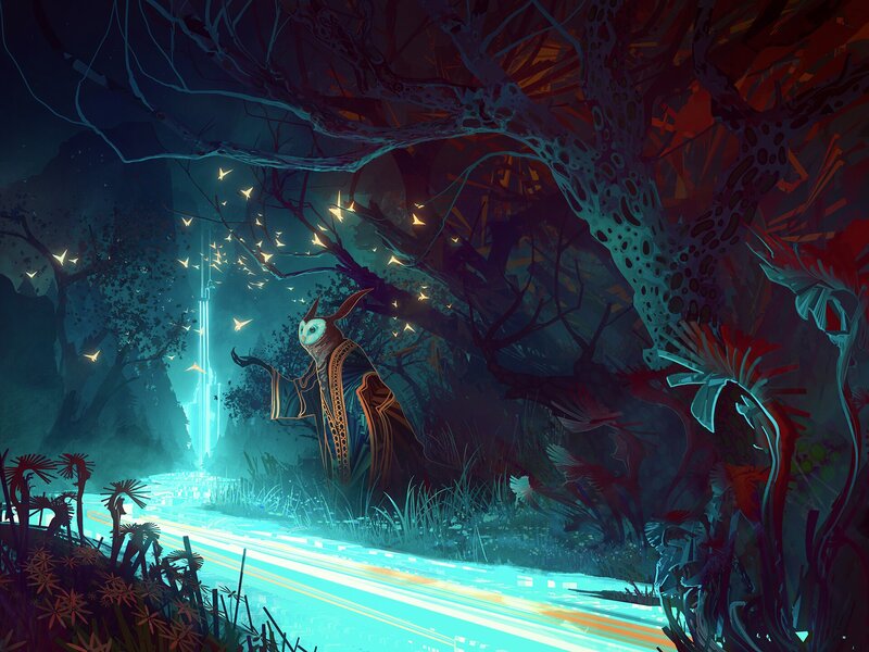 Figure in Forest — Blue