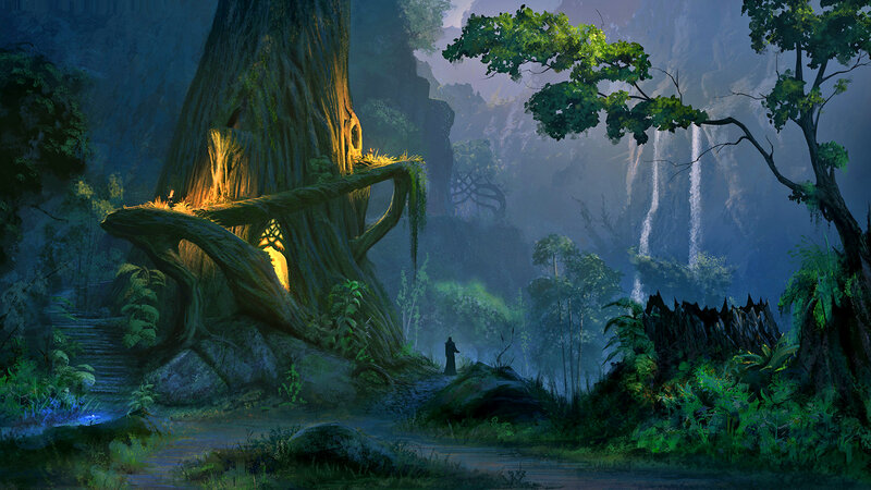 Figure in Forest Clearing — Green