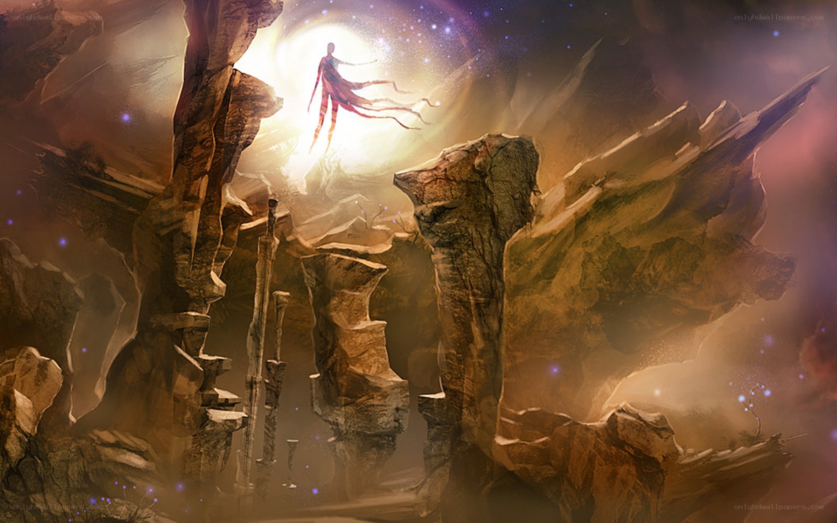 figure in glowing cave