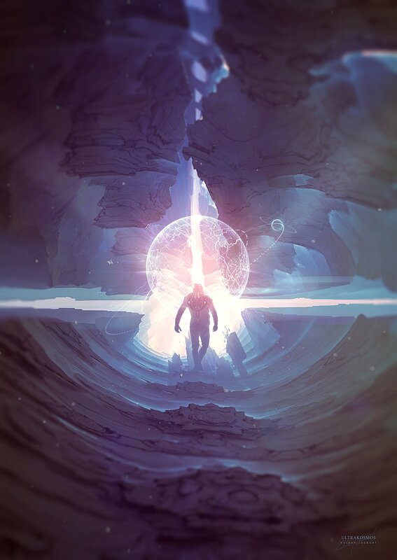 Figure in Glowing Tunnel