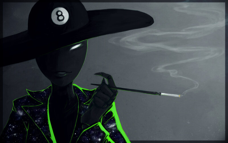 figure in hat with cigarette