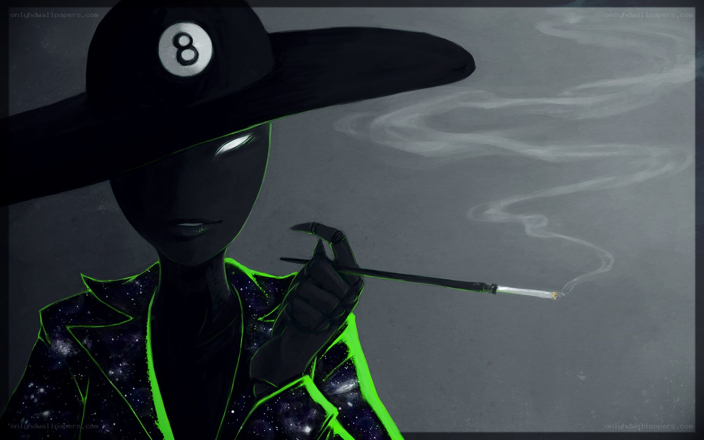 figure in hat with cigarette