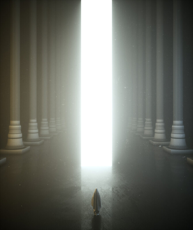 Figure in Hooded Cloak — White