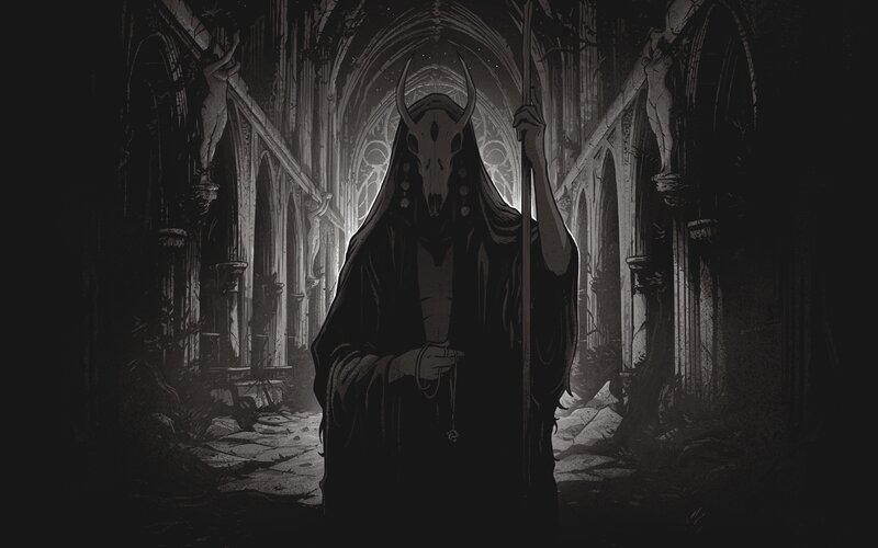 Figure in Horned Mask — Black