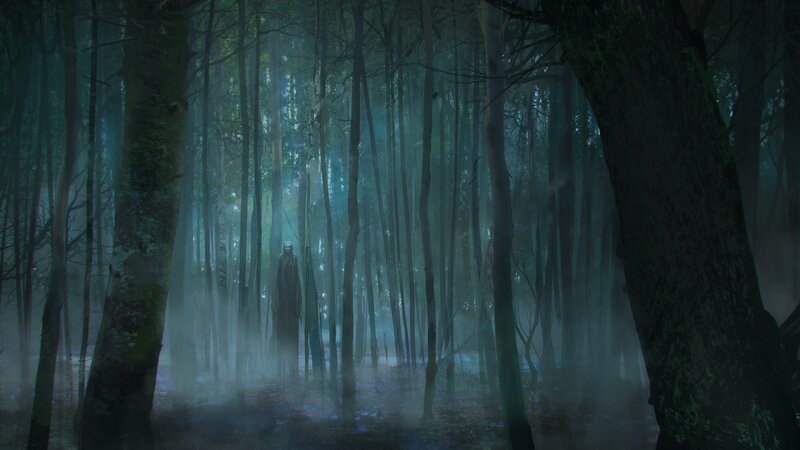 Figure in Misty Forest — Green