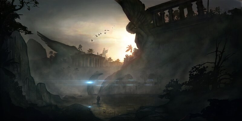 Figure in Misty Ruins