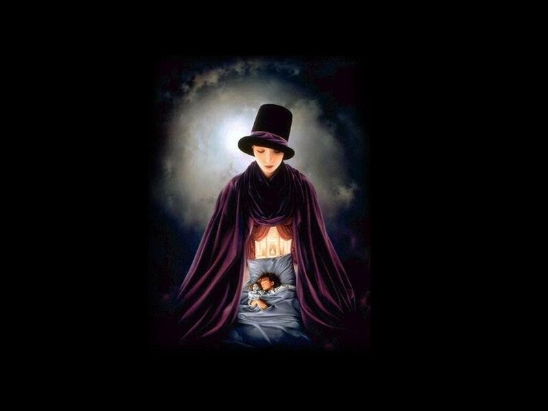 figure in purple cloak with child