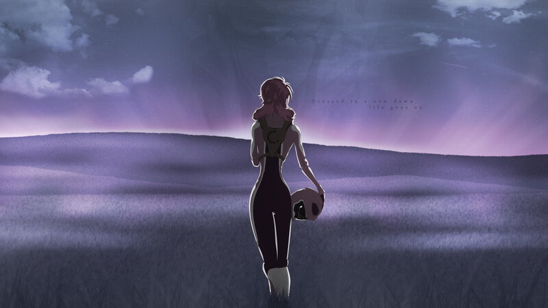 figure in purple field