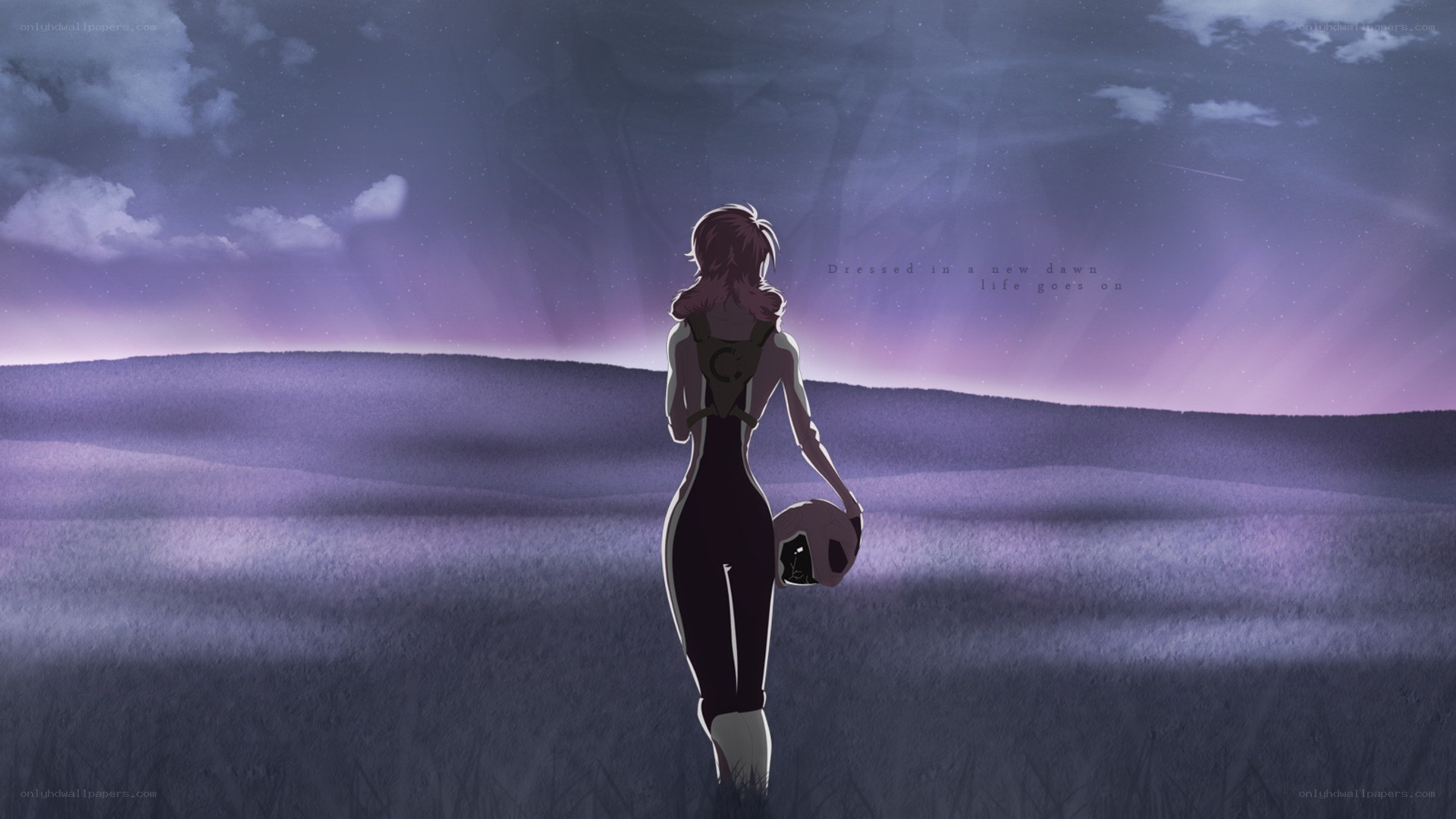 figure in purple field