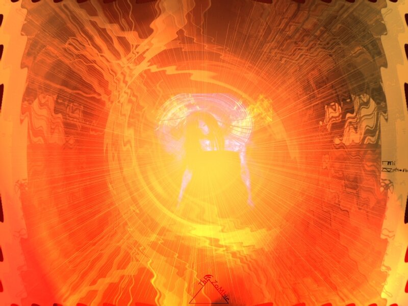 figure in radiant tunnel