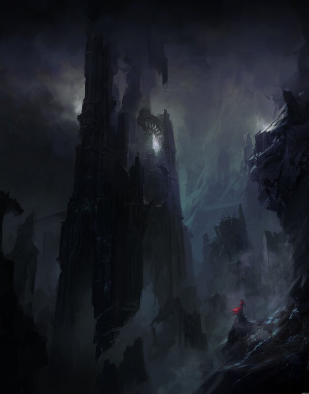 Figure in Red Cloak — Black, Dramatic