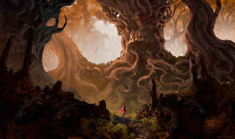 Figure in Red Cloak — Brown, Dramatic