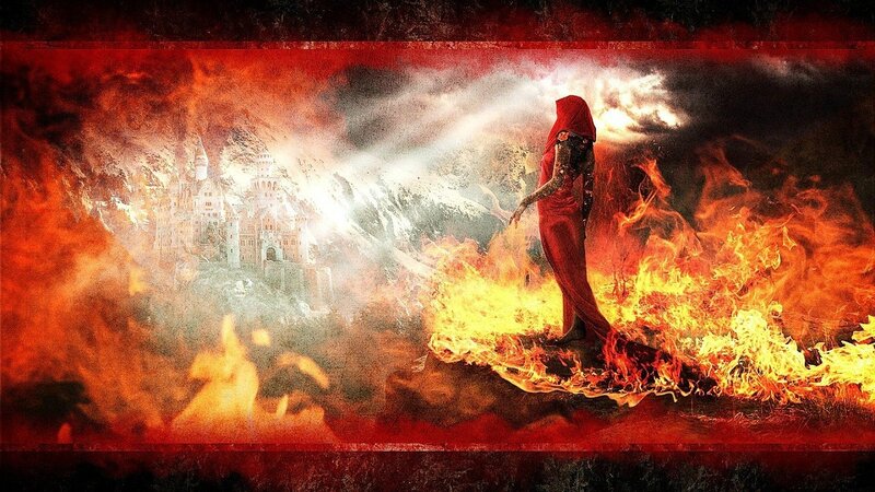 Figure in Red Cloak — Dramatic, Digital Art, Fire