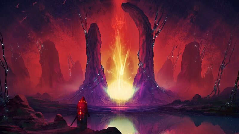 Figure in Red Cloak — Dramatic, Night, Digital Art