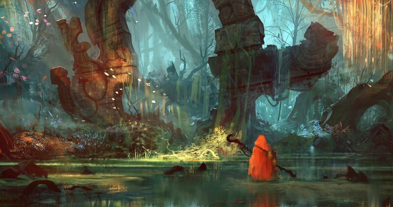 Figure in Red Cloak — Mysterious, Night
