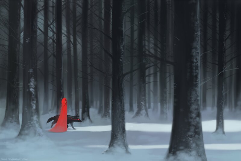 Figure in Red Cloak — Mysterious, Winter