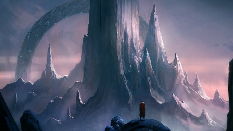 Figure in Red Cloak — Purple