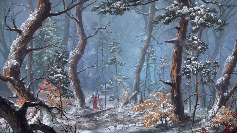 Figure in Red Cloak — White