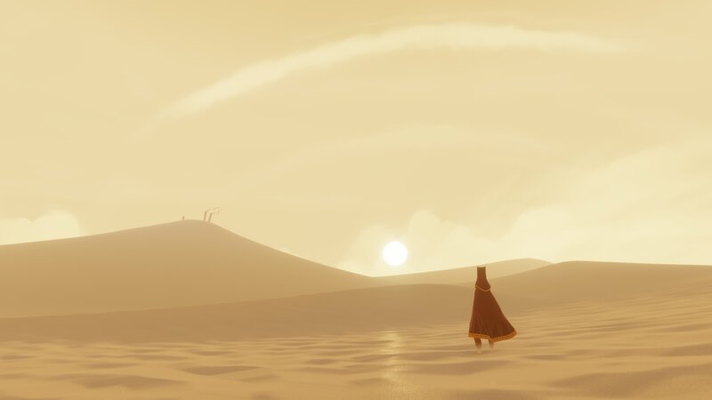 Figure in Red Cloak — Yellow, Serene, Sunset, 3d Render