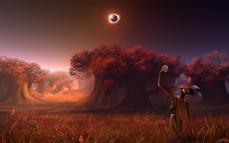 Figure in Red Forest — Dramatic