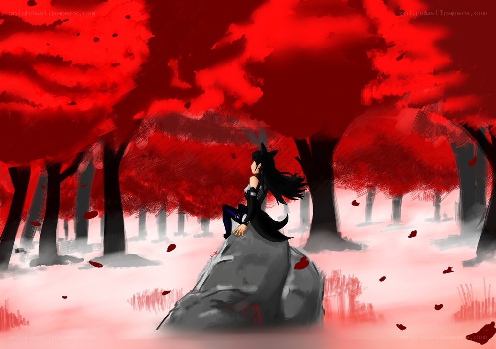 figure in red forest