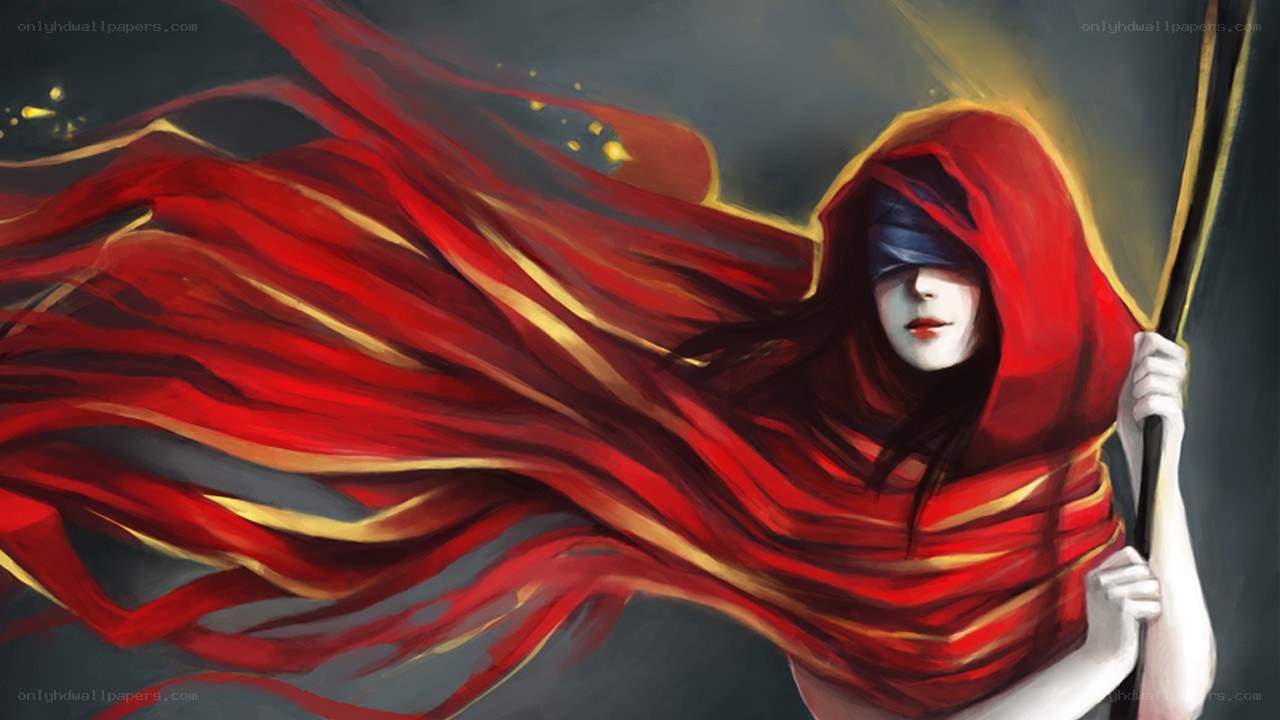 figure in red hooded cloak