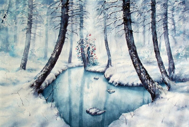 Figure in Snowy Forest — Blue