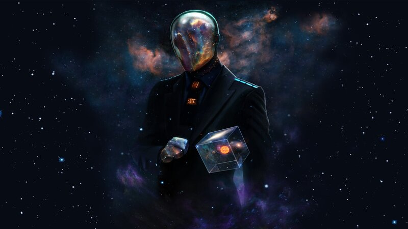 Figure in Space Suit — Black, Dramatic, Night, Digital Art
