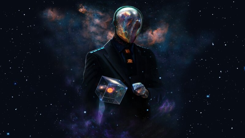 Figure in Space Suit — Black, Dramatic, Night