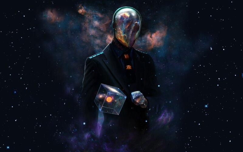 Figure in Space Suit — Black, Dramatic