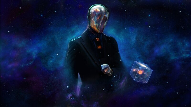Figure in Space Suit — Blue, Dramatic, Digital Art